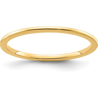 14K Yellow Gold 1.2mm Half Round Polished Stackable Band Ring Size 10 by 0