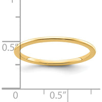 14K Yellow Gold 1.2mm Half Round Polished Stackable Band Ring Size 10 by 0