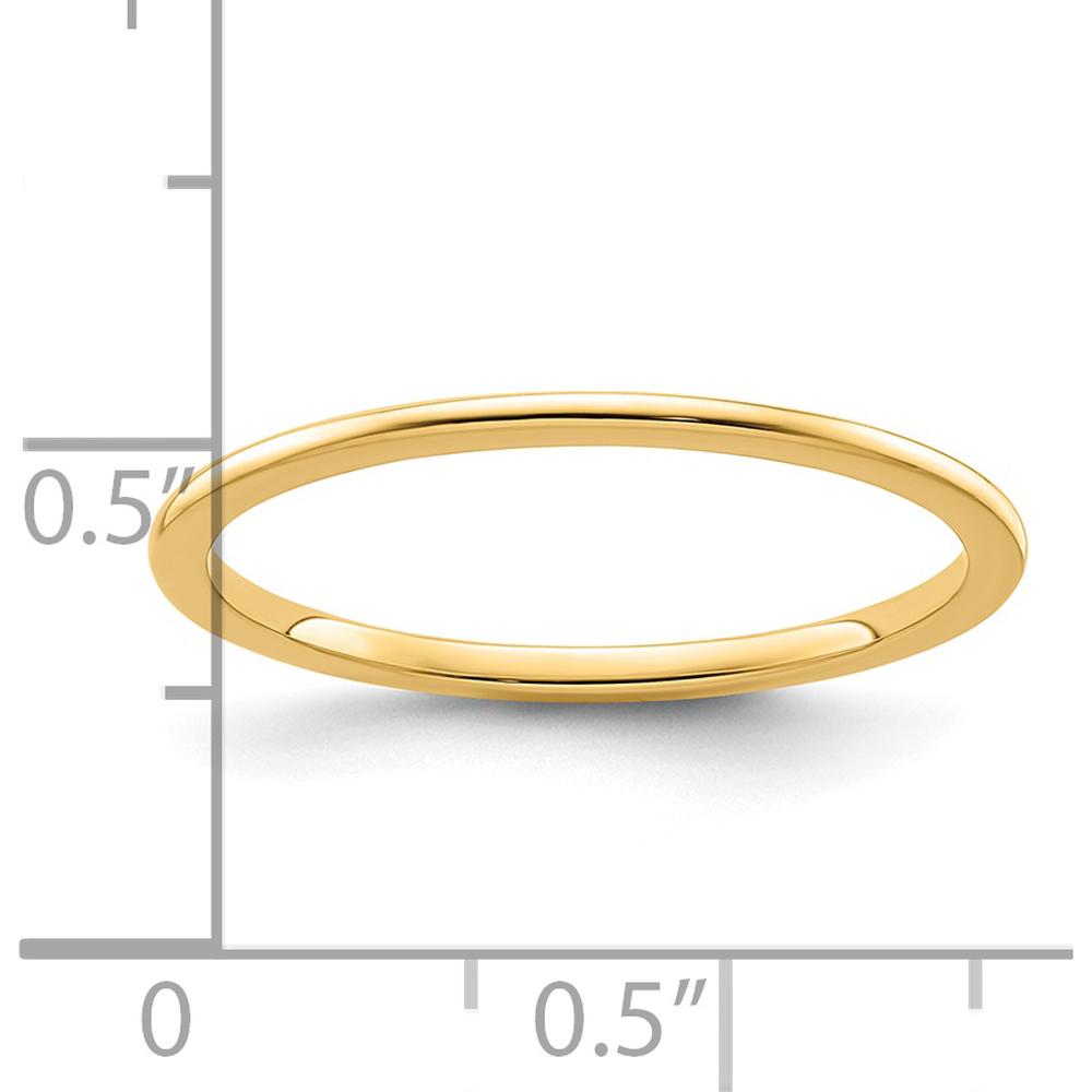 14K Yellow Gold 1.2mm Half Round Polished Stackable Band Ring Size 10 by 0