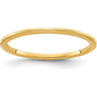 14K Yellow Gold 1.2mm Satin Half Round Stackable Band Ring - Size 10 by 0