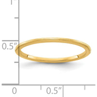 14K Yellow Gold 1.2mm Satin Half Round Stackable Band Ring - Size 10 by 0