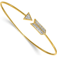 14K Yellow Gold 1/3 Carats Diamond Arrow Flexible Cuff Bracelet by Monteluci Fine Jewelry