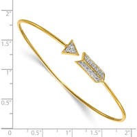 14K Yellow Gold 1/3 Carats Diamond Arrow Flexible Cuff Bracelet by Monteluci Fine Jewelry