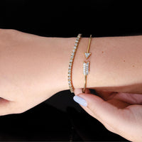 14K Yellow Gold 1/3 Carats Diamond Arrow Flexible Cuff Bracelet by Monteluci Fine Jewelry