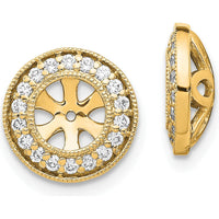 14K Yellow Gold 1/3 Carats Diamond Earring Jackets with Round Diamond Cluster Halo by Oro Pregiato