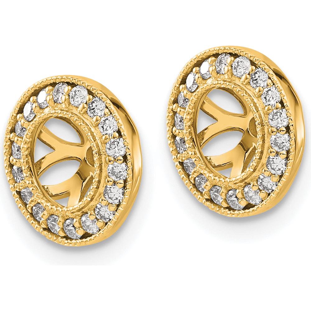 14K Yellow Gold 1/3 Carats Diamond Earring Jackets with Round Diamond Cluster Halo by Oro Pregiato