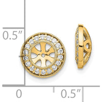 14K Yellow Gold 1/3 Carats Diamond Earring Jackets with Round Diamond Cluster Halo by Oro Pregiato