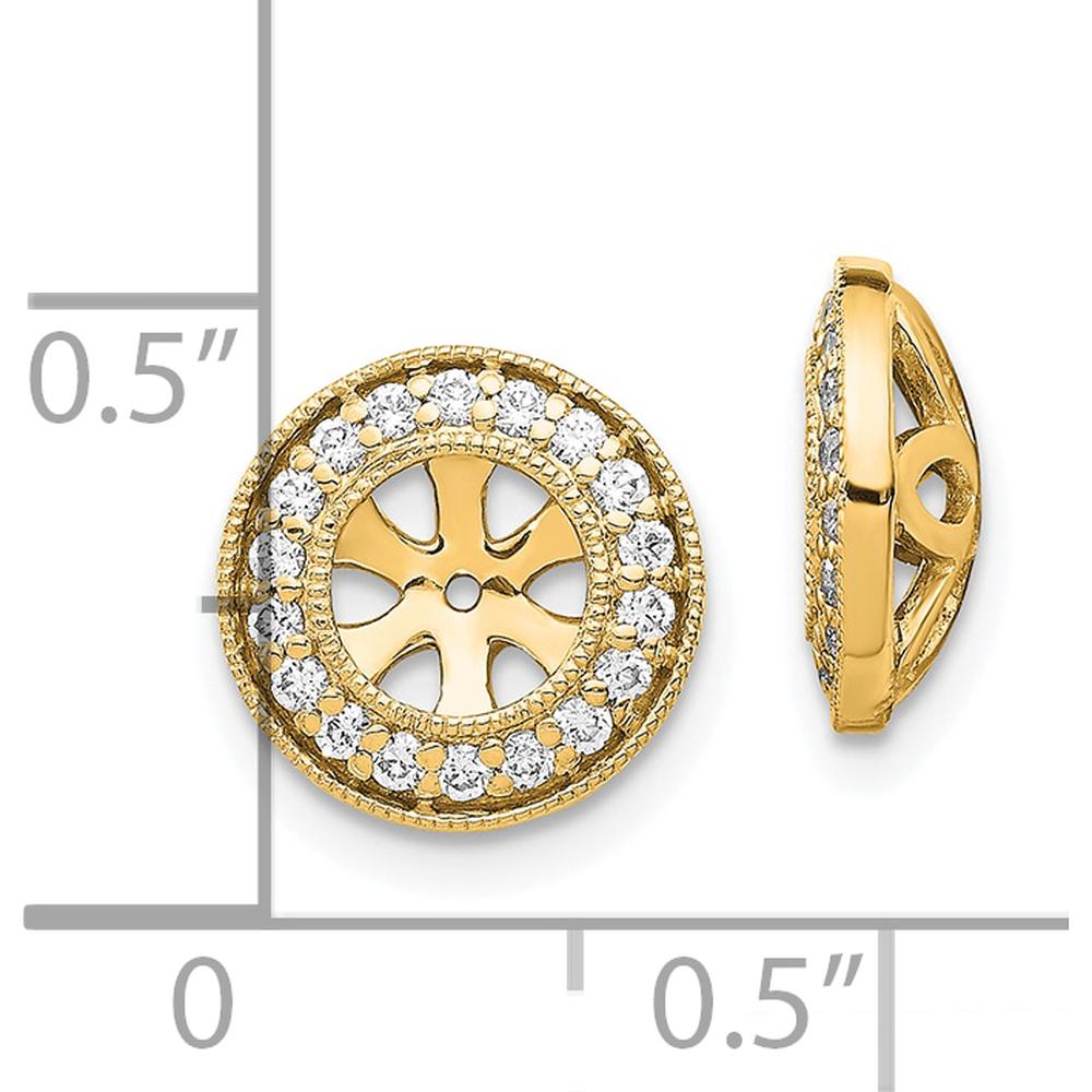 14K Yellow Gold 1/3 Carats Diamond Earring Jackets with Round Diamond Cluster Halo by Oro Pregiato
