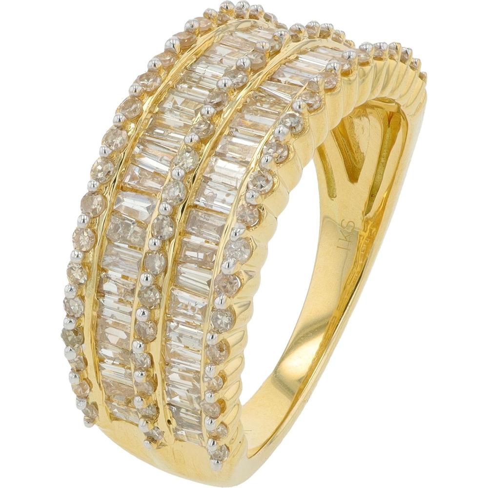 14K Yellow Gold 1.33 Carat Diamond Cluster Band