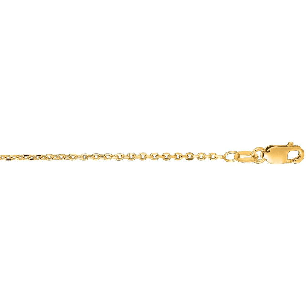 14K Yellow Gold 1.3mm Diamond Cut Cable Chain Necklace - 16" by Orozza Fine Jewelry