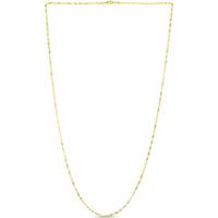 14K Yellow Gold 1.3mm Diamond-Cut Singapore Chain Necklace - 18" Length by Orozza Fine Jewelry