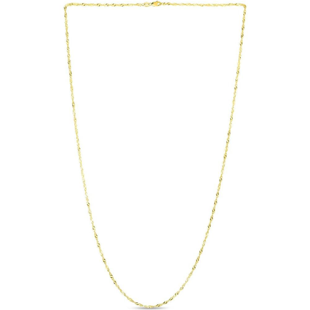 14K Yellow Gold 1.3mm Diamond-Cut Singapore Chain Necklace - 18" Length by Orozza Fine Jewelry