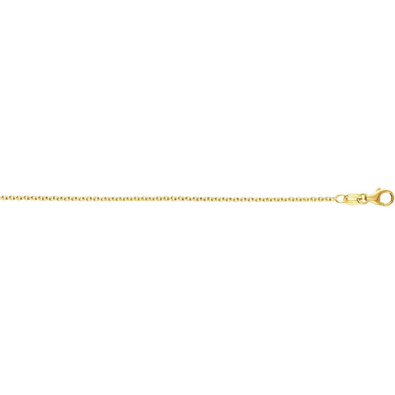 14K Yellow Gold 1.3mm Round Cable Chain Necklace with Lobster Clasp - 18" by Orozza Fine Jewelry