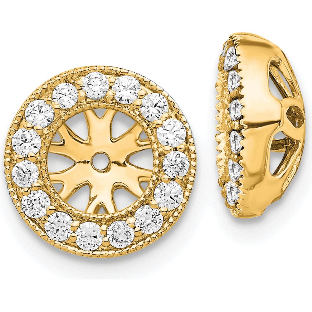14K Yellow Gold 1/4 Carats Diamond Earring Jackets with Round Diamonds - 0.25 Carats Total Diamond Weight by Oro Pregiato