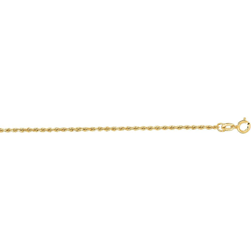 14K Yellow Gold 1.4mm Diamond Cut Rope Chain Necklace - 24" by Orozza Fine Jewelry