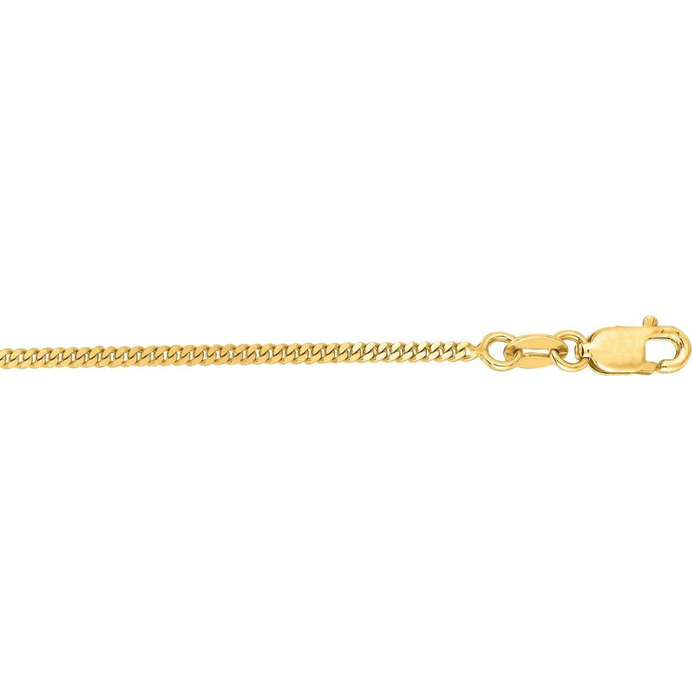 14K Yellow Gold 1.4mm Gourmette Chain Necklace - 24" Polished Finish with Lobster Lock by Orozza Fine Jewelry