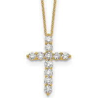 14K Yellow Gold 1.5 Carat Diamond Cross Pendant Necklace - 18" Cable Chain by Monteluci Fine Jewelry