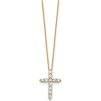 14K Yellow Gold 1.5 Carat Diamond Cross Pendant Necklace - 18" Cable Chain by Monteluci Fine Jewelry