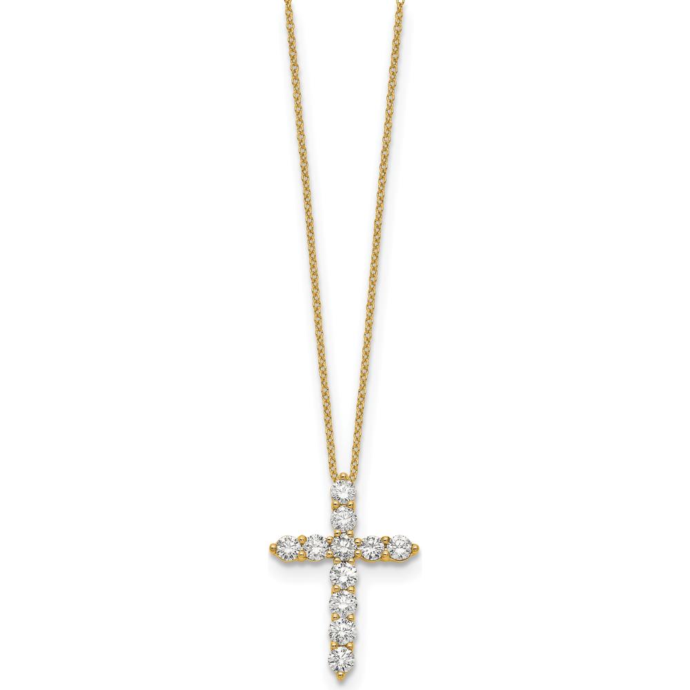 14K Yellow Gold 1.5 Carat Diamond Cross Pendant Necklace - 18" Cable Chain by Monteluci Fine Jewelry
