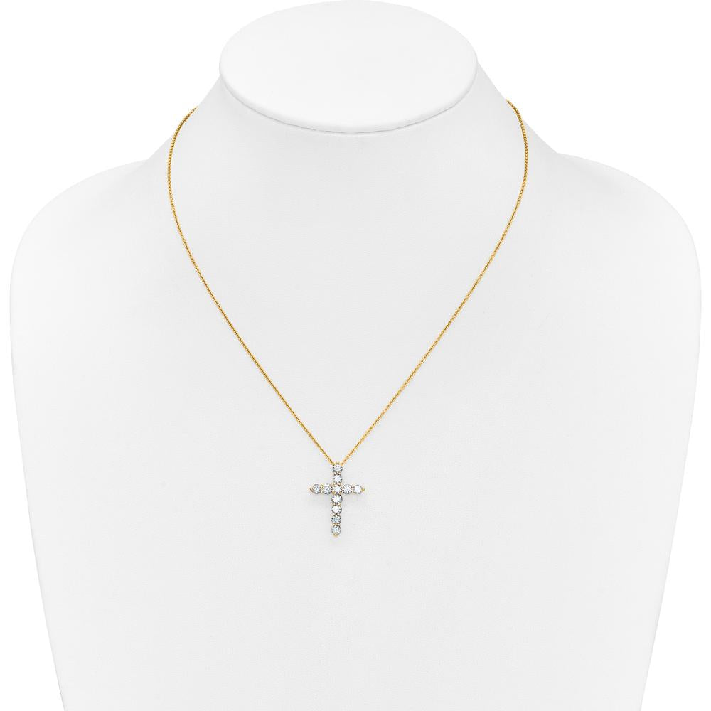 14K Yellow Gold 1.5 Carat Diamond Cross Pendant Necklace - 18" Cable Chain by Monteluci Fine Jewelry