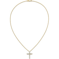 14K Yellow Gold 1.5 Carat Diamond Cross Pendant Necklace - 18" Cable Chain by Monteluci Fine Jewelry