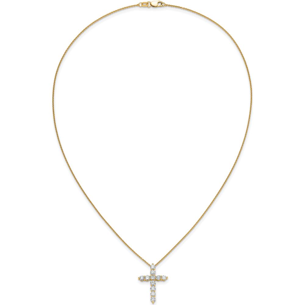 14K Yellow Gold 1.5 Carat Diamond Cross Pendant Necklace - 18" Cable Chain by Monteluci Fine Jewelry
