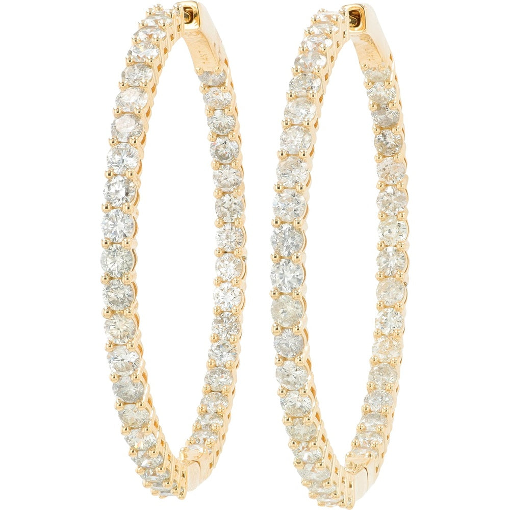 14K Yellow Gold 1.5-Inch Inside-Out Hoop Earrings with Prong-Set Round Lab-Grown Diamonds - 5.00 Carat Total Diamond Weight
