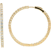 14K Yellow Gold 1.5-Inch Inside-Out Hoop Earrings with Prong-Set Round Lab-Grown Diamonds - 5.00 Carat Total Diamond Weight