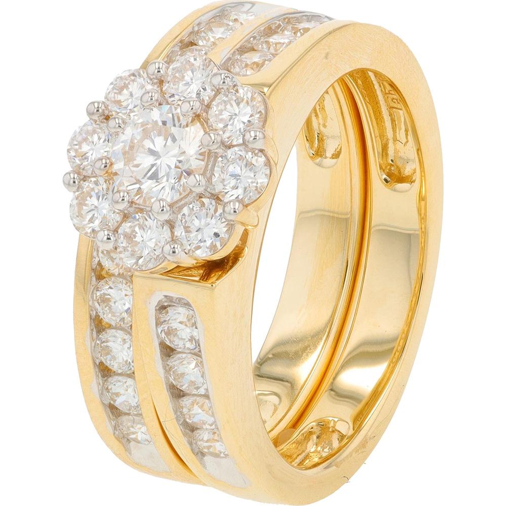 14K Yellow Gold 1.50 Carat Cushion Cut Lab Grown Diamond Bridal Set