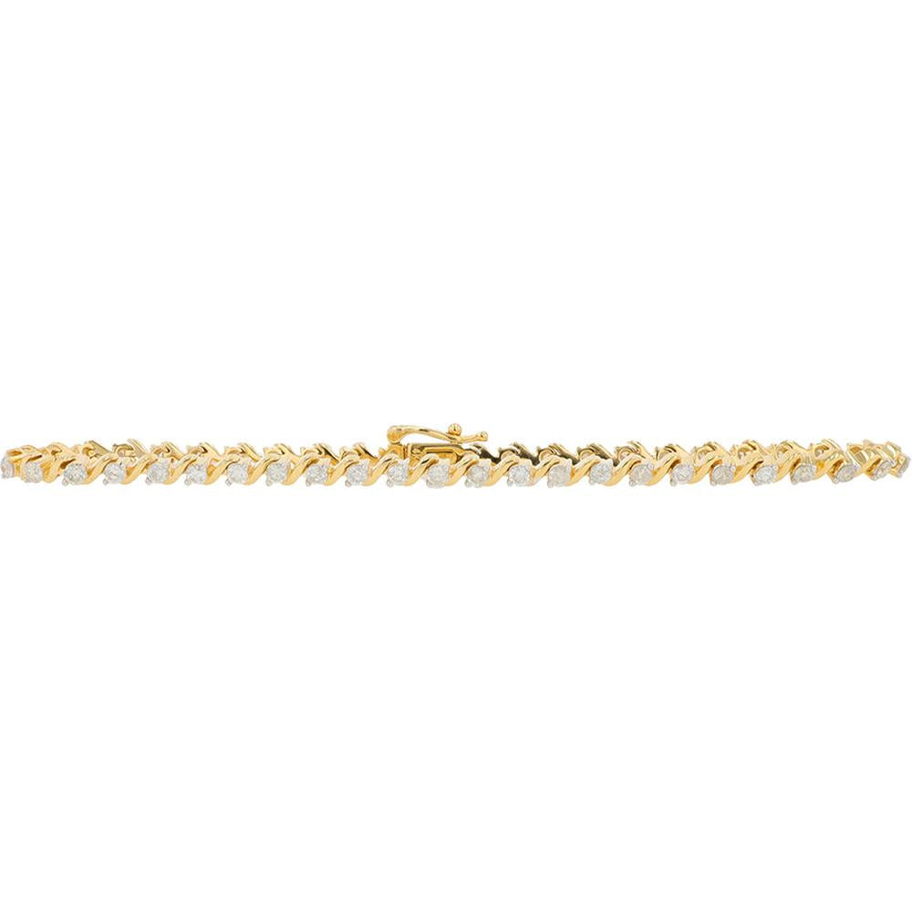 14K Yellow Gold 1.50 Carat Diamond Tennis Bracelet - Elegant and Sparkling Design