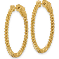 14K Yellow Gold 1.52 Carat Total Diamond Oval Hoop Earrings with Safety Clasp - 76 Round Diamonds by Oro Pregiato