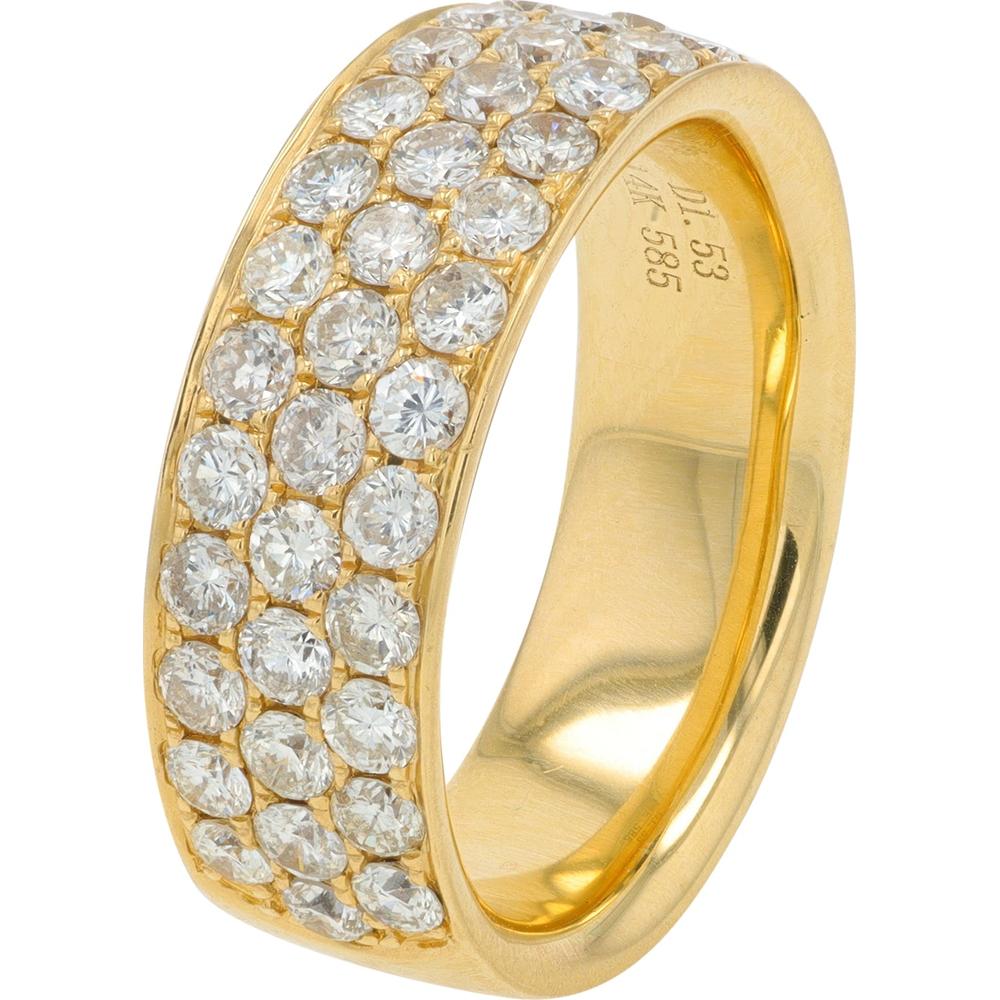 14K Yellow Gold 1.53 Carat Round Diamond Band - Prong Set Wide Band