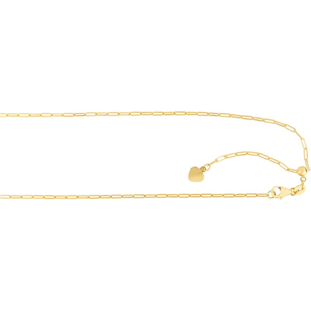 14K Yellow Gold 1.5mm Adjustable Paperclip Chain - 22" by Orozza Fine Jewelry