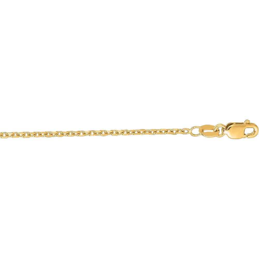 14K Yellow Gold 1.5mm Diamond Cut Cable Chain Necklace - 24" by Orozza Fine Jewelry