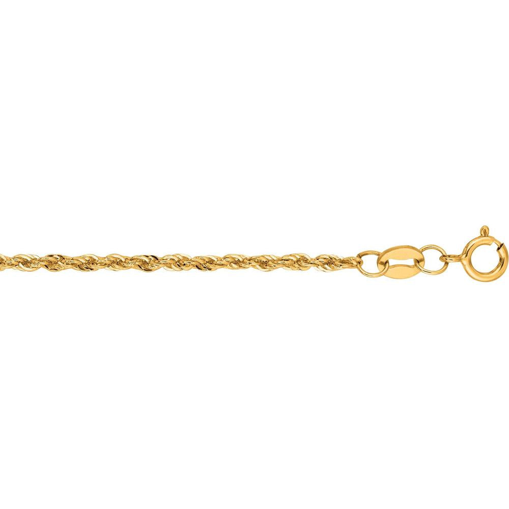 14K Yellow Gold 1.5mm Lite Rope Chain Necklace with Lobster Clasp - 18" Length by Orozza Fine Jewelry