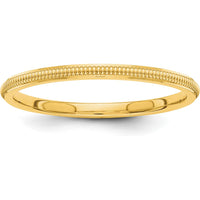 14K Yellow Gold 1.5mm Milgrain Stackable Band - Size 6 by 0
