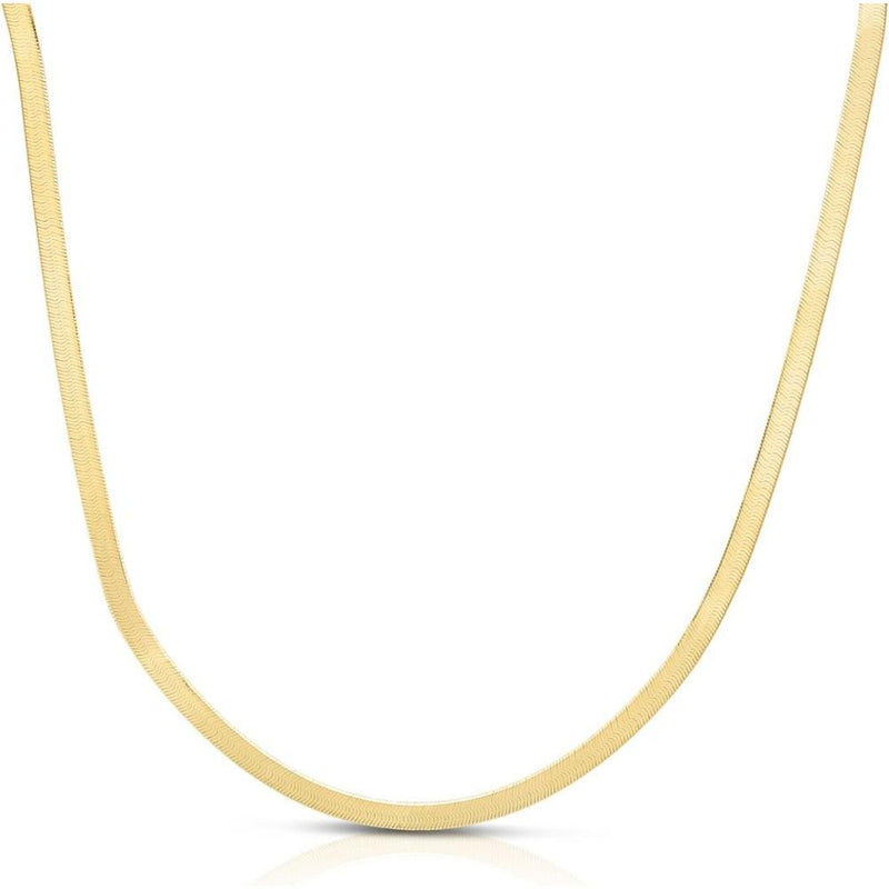 14K Yellow Gold 1.5mm Polished Beveled Herringbone Chain Necklace - 8" by Orozza Fine Jewelry