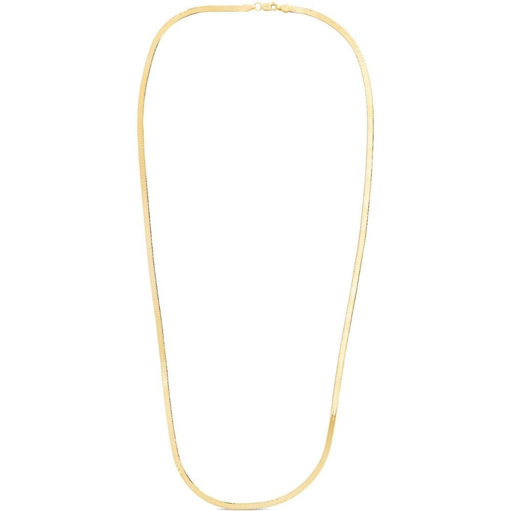 14K Yellow Gold 1.5mm Polished Beveled Herringbone Chain Necklace - 8" by Orozza Fine Jewelry