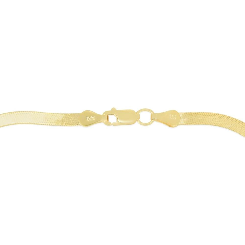 14K Yellow Gold 1.5mm Polished Beveled Herringbone Chain Necklace - 8" by Orozza Fine Jewelry