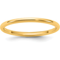 14K Yellow Gold 1.5mm Polished Half Round Band with Domed Profile - Unisex Wedding Ring by Luciano & Cie