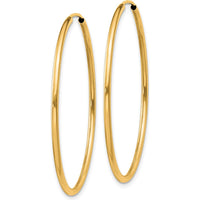 14K Yellow Gold 1.5mm Polished Round Endless Hoop Earrings - 35mm Diameter by Oro Pregiato