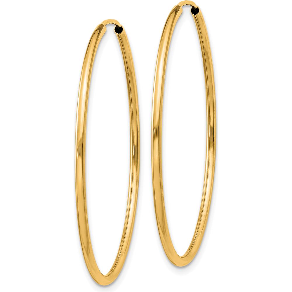 14K Yellow Gold 1.5mm Polished Round Endless Hoop Earrings - 35mm Diameter by Oro Pregiato