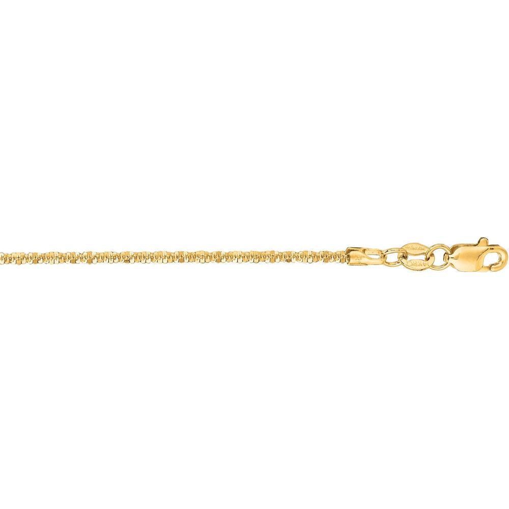 14K Yellow Gold 1.5mm Sparkle Chain Necklace - 20" Diamond-Cut Textured Finish by Orozza Fine Jewelry