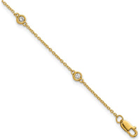 14K Yellow Gold 1/6 Carat Bezel-Set Diamond 5-Station Bracelet - 7" Length by Oro Pregiato
