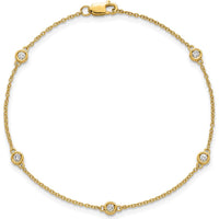 14K Yellow Gold 1/6 Carat Bezel-Set Diamond 5-Station Bracelet - 7" Length by Oro Pregiato