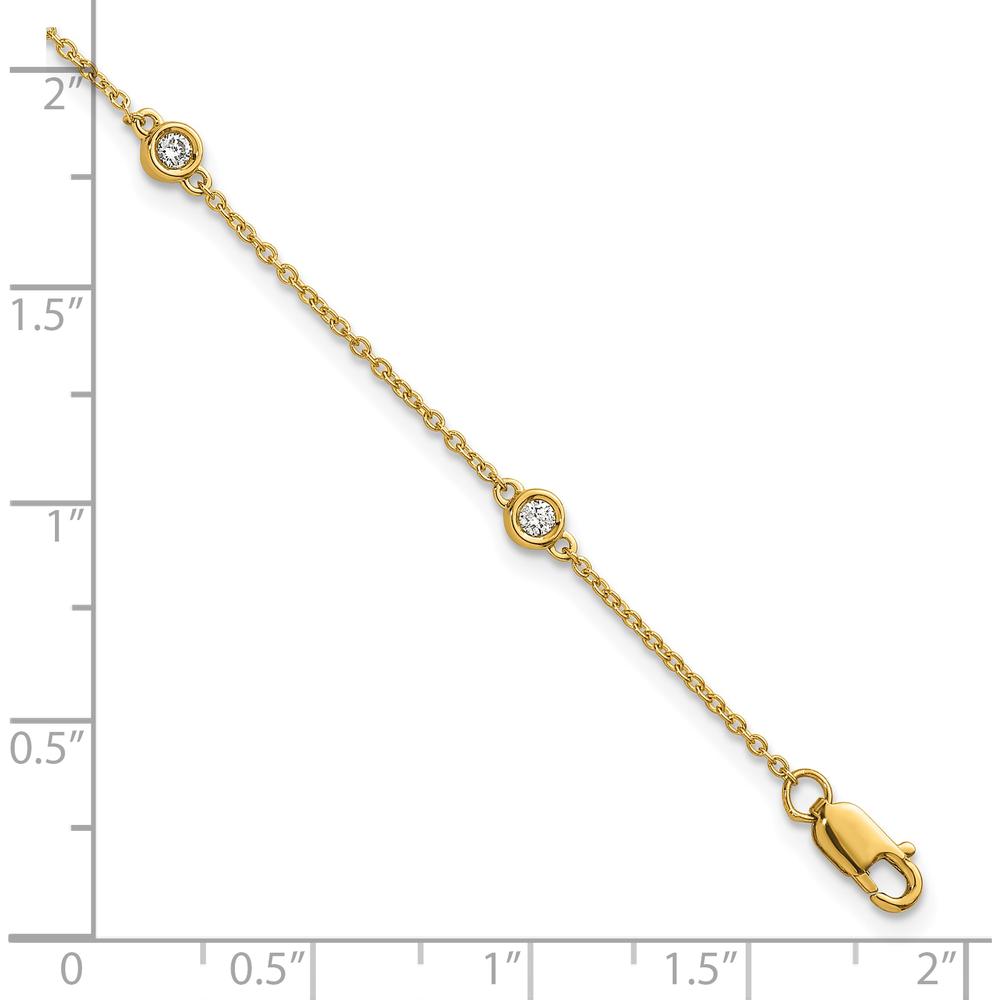 14K Yellow Gold 1/6 Carat Bezel-Set Diamond 5-Station Bracelet - 7" Length by Oro Pregiato
