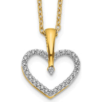14K Yellow Gold 1/6 Carat Diamond Heart Pendant Necklace - 18" Cable Chain by Monteluci Fine Jewelry