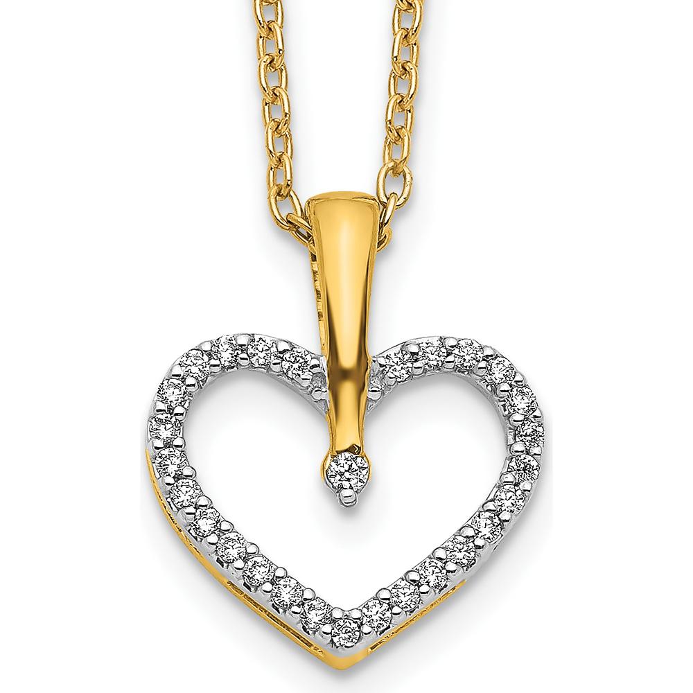 14K Yellow Gold 1/6 Carat Diamond Heart Pendant Necklace - 18" Cable Chain by Monteluci Fine Jewelry