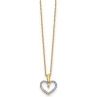 14K Yellow Gold 1/6 Carat Diamond Heart Pendant Necklace - 18" Cable Chain by Monteluci Fine Jewelry