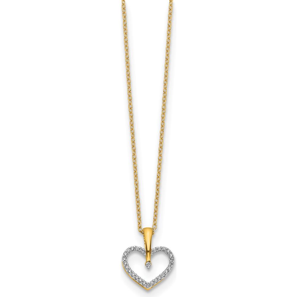 14K Yellow Gold 1/6 Carat Diamond Heart Pendant Necklace - 18" Cable Chain by Monteluci Fine Jewelry